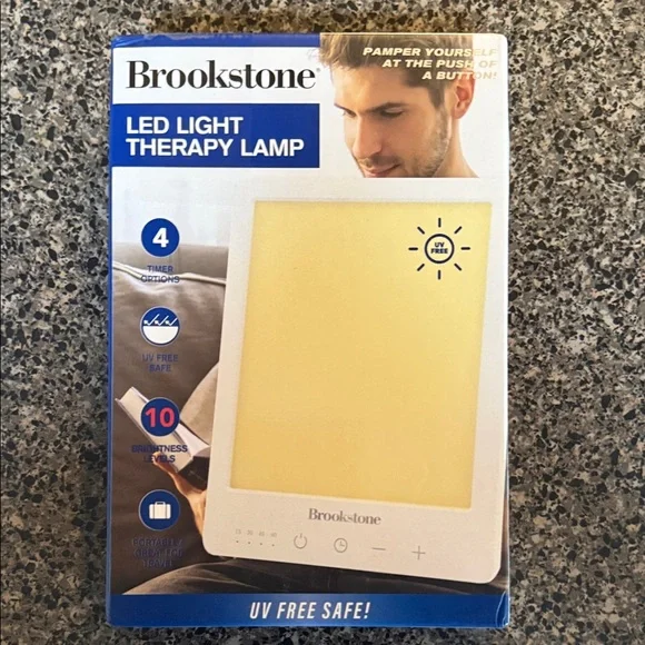 Brookstone LED Light Therapy Lamp - White and Yellow - Picture 1 of 5